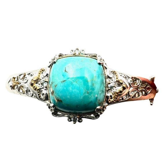 Gems En Vogue Michael Valitutti Turquoise Clamper Bracelet Sterling Silver - Picture 4 of 5